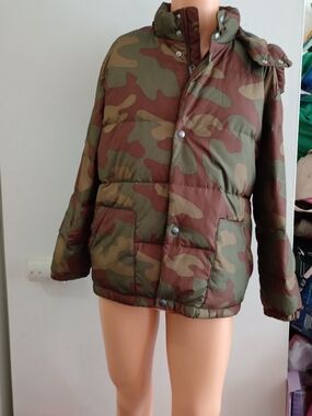 GAP Kids Camo Puffer Jacket in Green and Brown